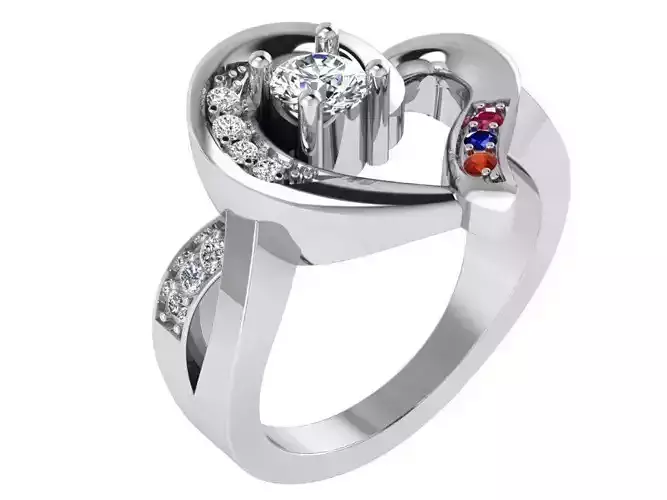 Colorful heart ring 3018 3D print model 3D print model