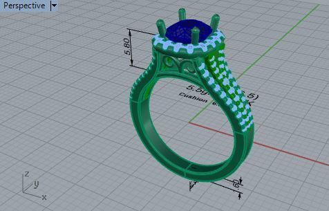 3-Row blue diamond ring 3021 3D print model 3D print model_7