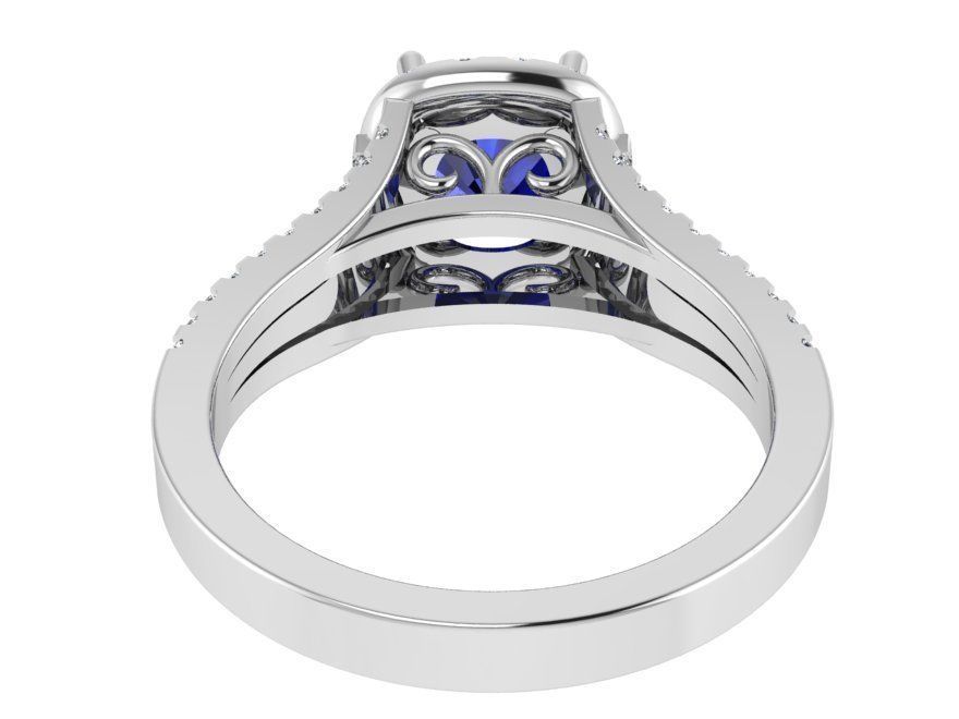 3-Row blue diamond ring 3021 3D print model 3D print model_3