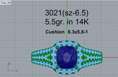 3-Row blue diamond ring 3021 3D print model 3D print model_4