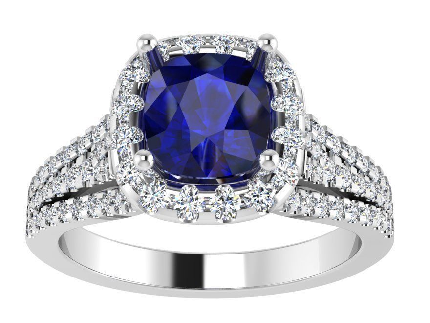 3-Row blue diamond ring 3021 3D print model 3D print model_2