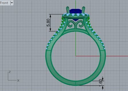 3-Row blue diamond ring 3021 3D print model 3D print model_5