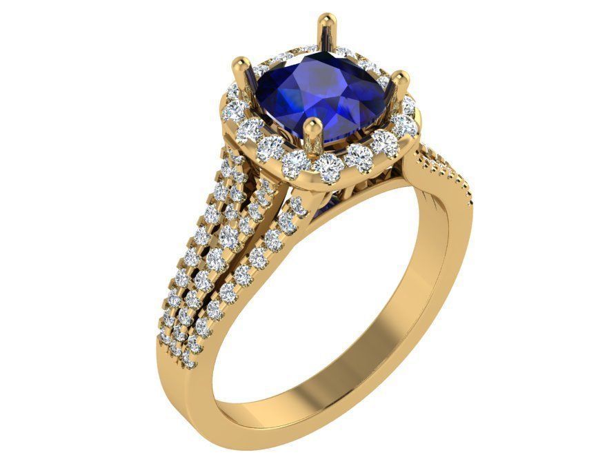 3-Row blue diamond ring 3021 3D print model 3D print model_1