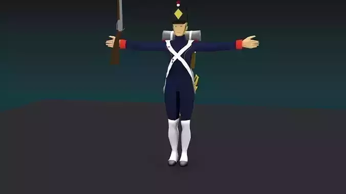Artillery soldier Low-poly 3D model