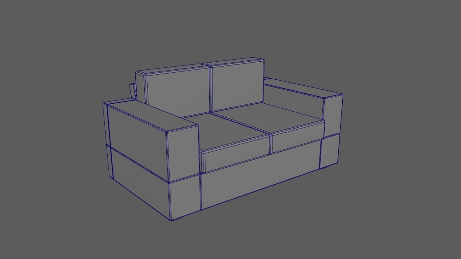 Lowpoly Couch sofa Free low-poly 3D model_1