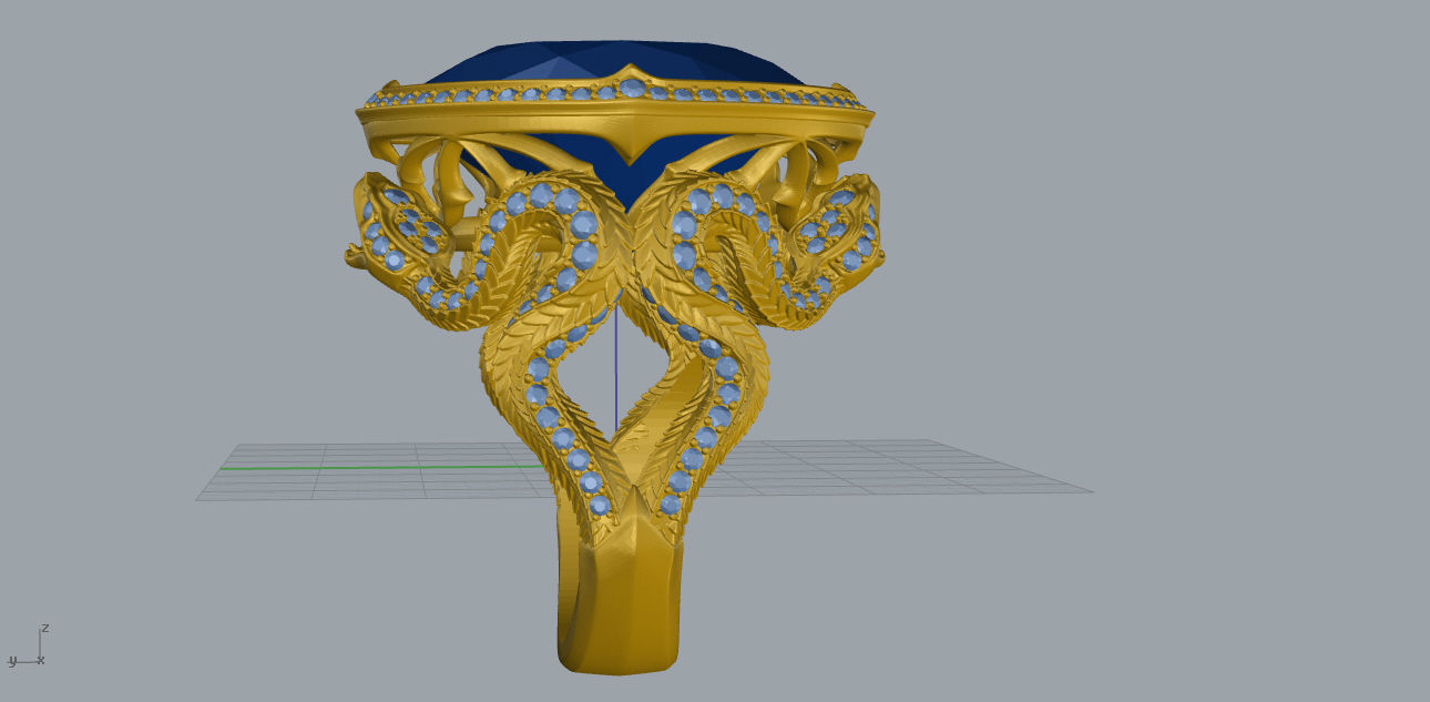 snake ring with stones 3D print model_1