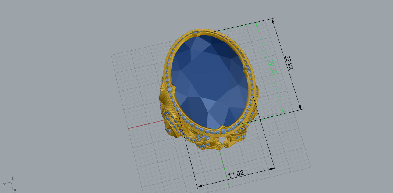 snake ring with stones 3D print model_3