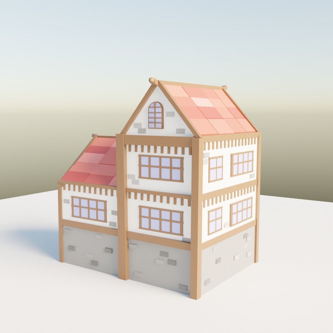 Medieval House 2 3D model_2