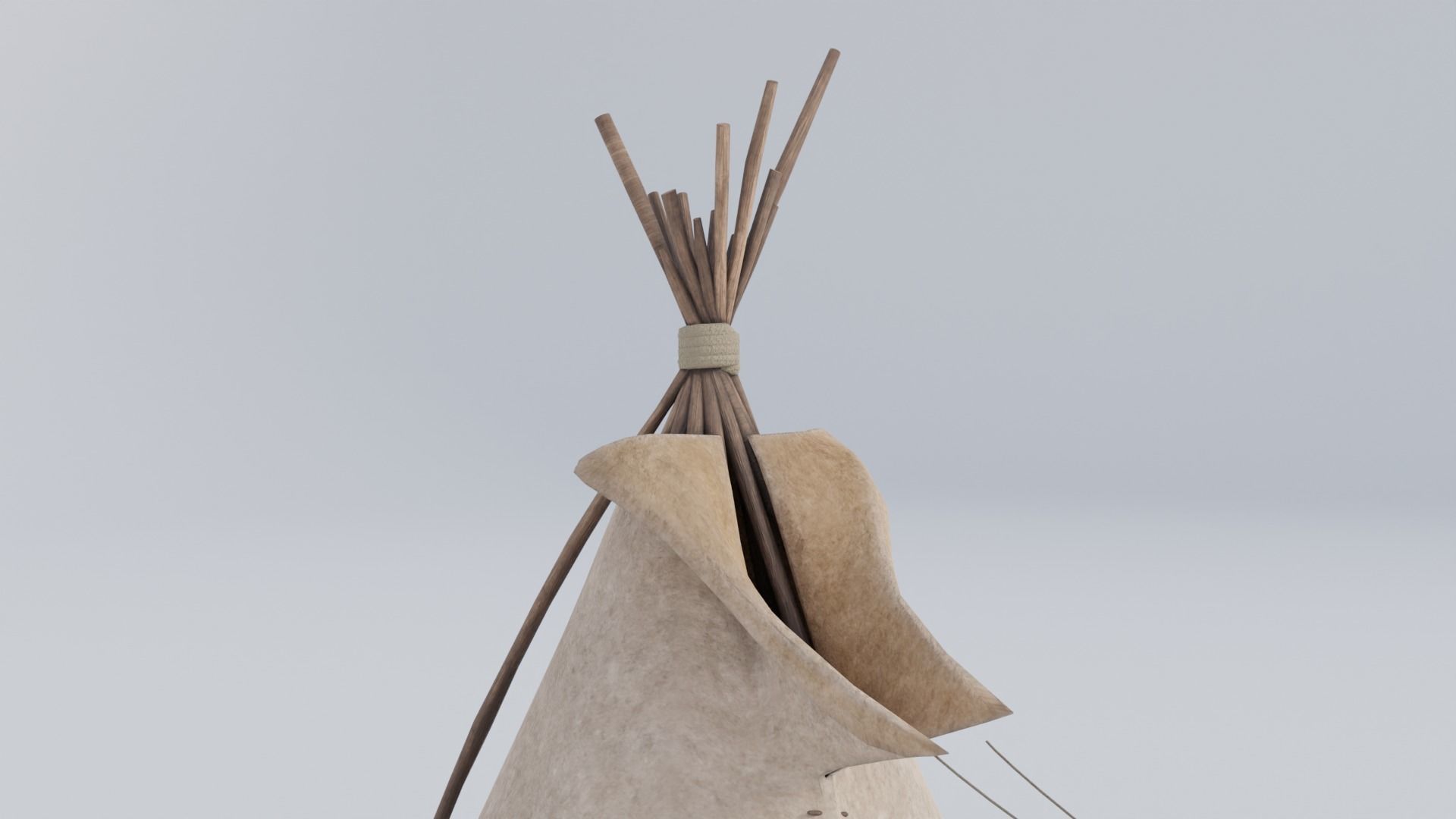 Teepee with 4K and 2K Textures Low-poly 3D model_7