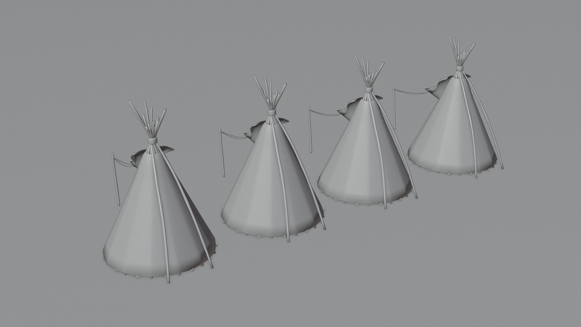 Teepee with 4K and 2K Textures Low-poly 3D model_5