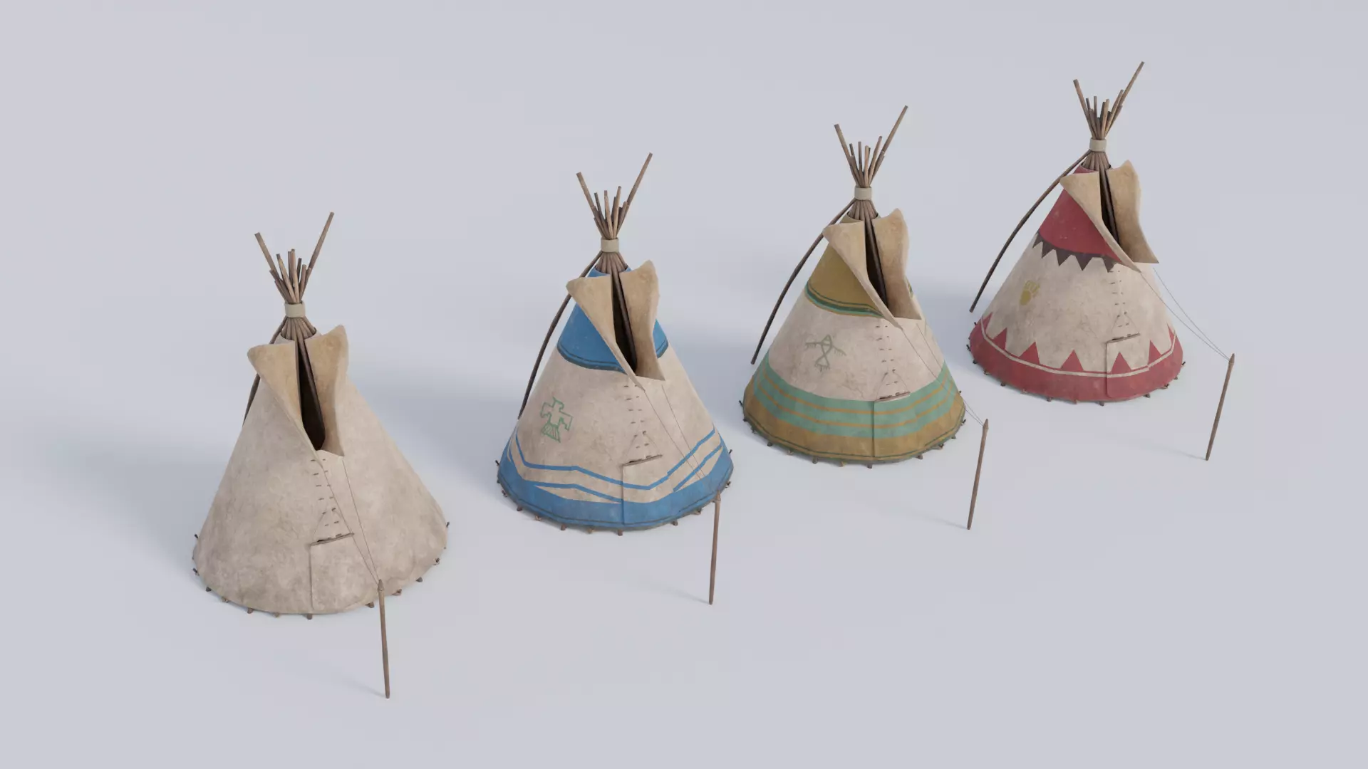 Teepee with 4K and 2K Textures Low-poly 3D model_0