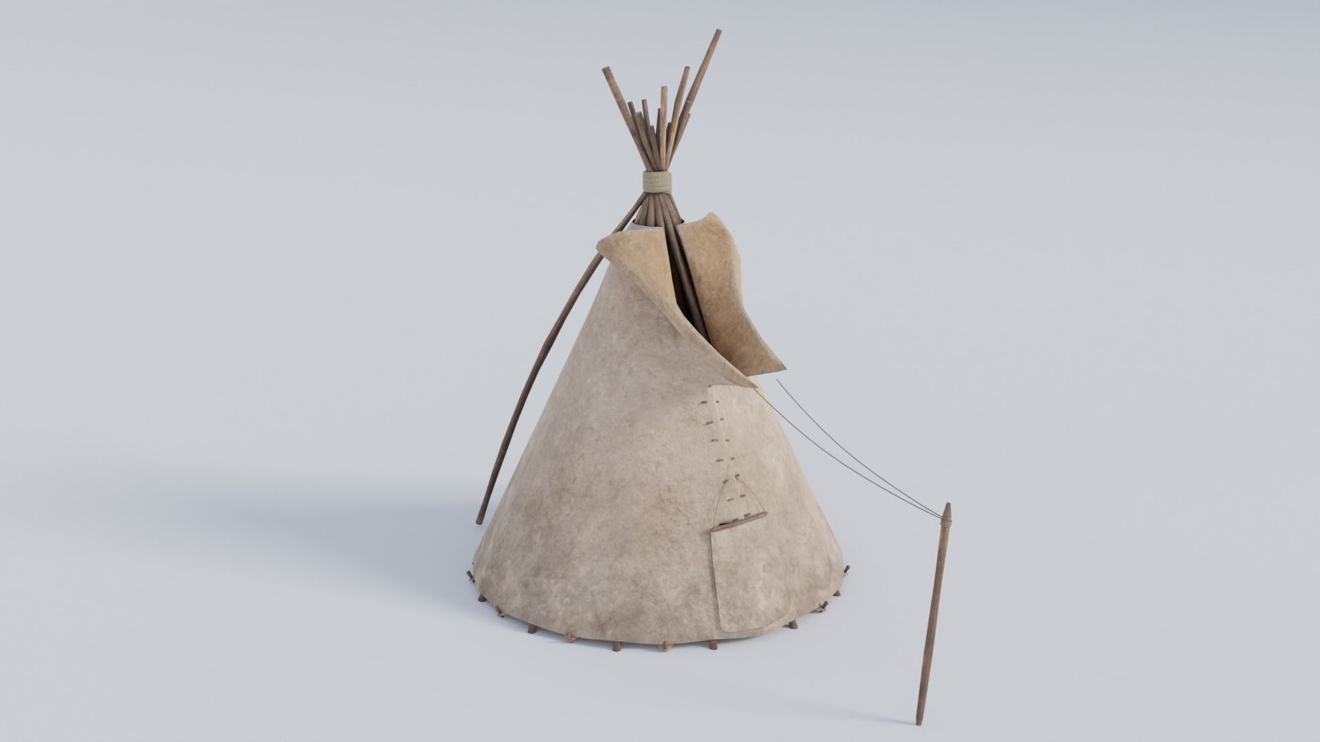 Teepee with 4K and 2K Textures Low-poly 3D model_6