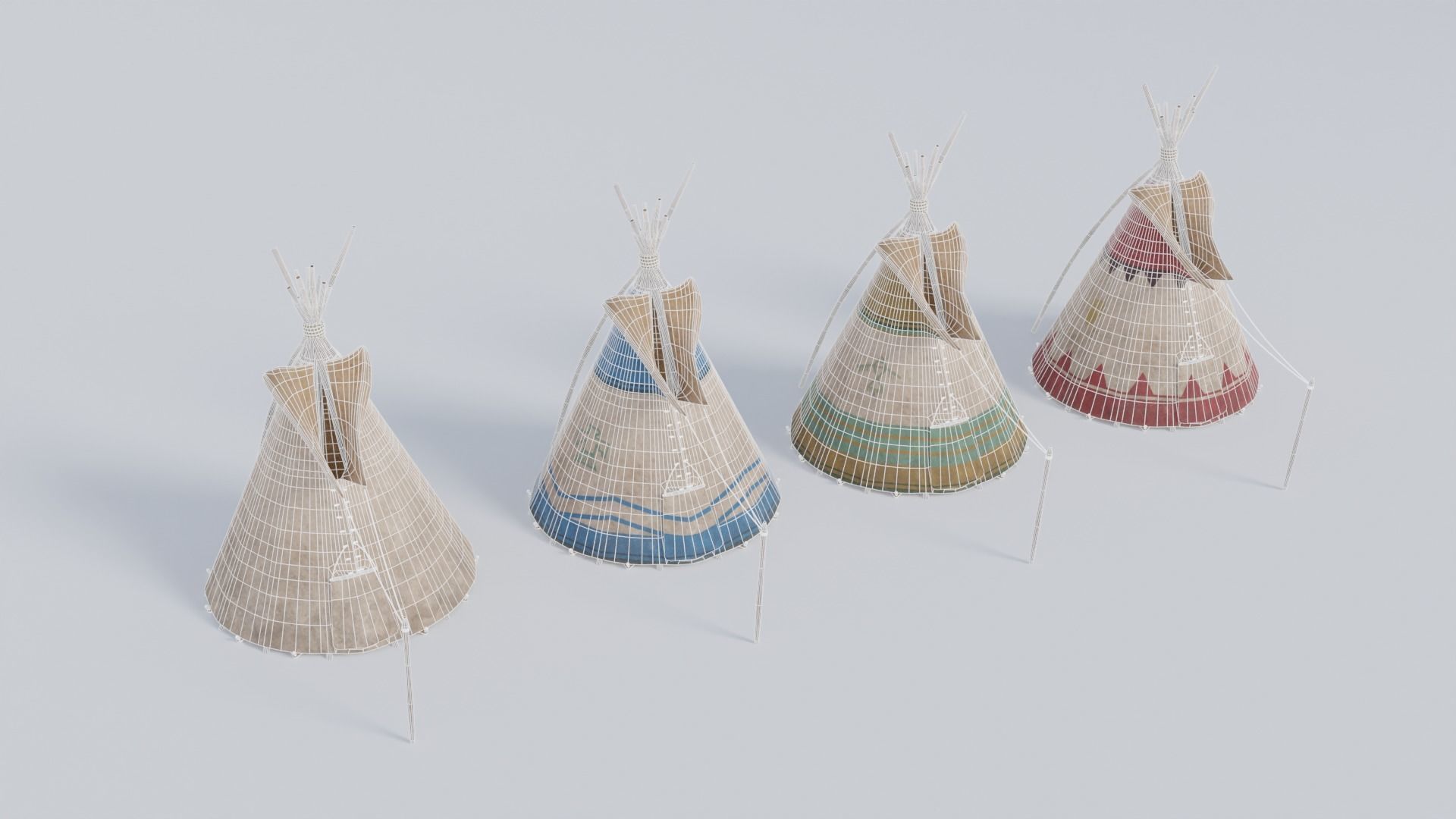 Teepee with 4K and 2K Textures Low-poly 3D model_1