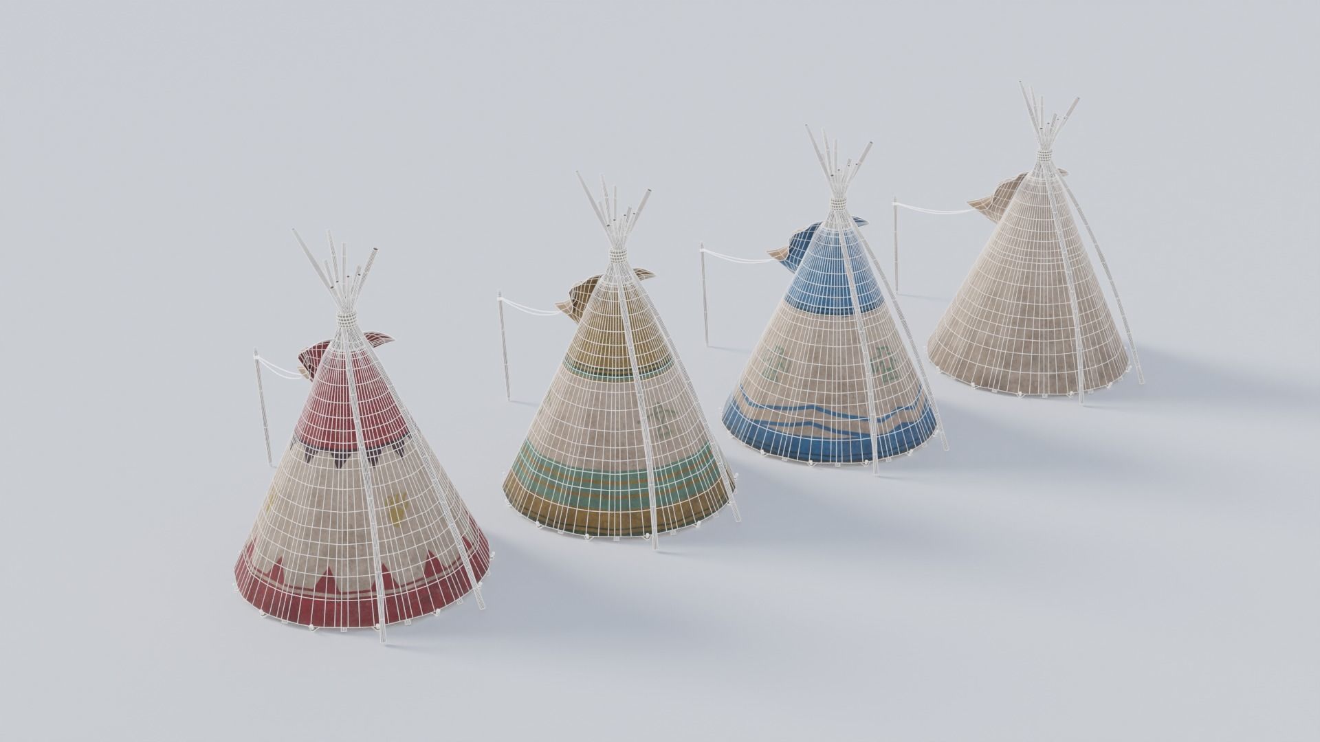 Teepee with 4K and 2K Textures Low-poly 3D model_4