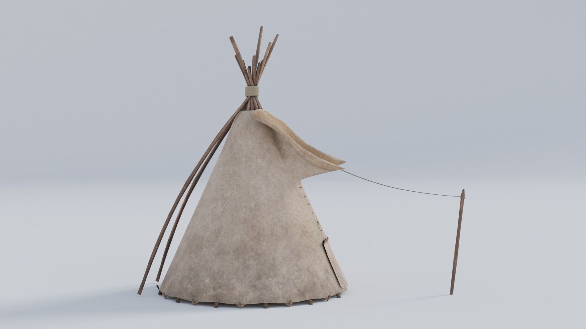 Teepee with 4K and 2K Textures Low-poly 3D model_9