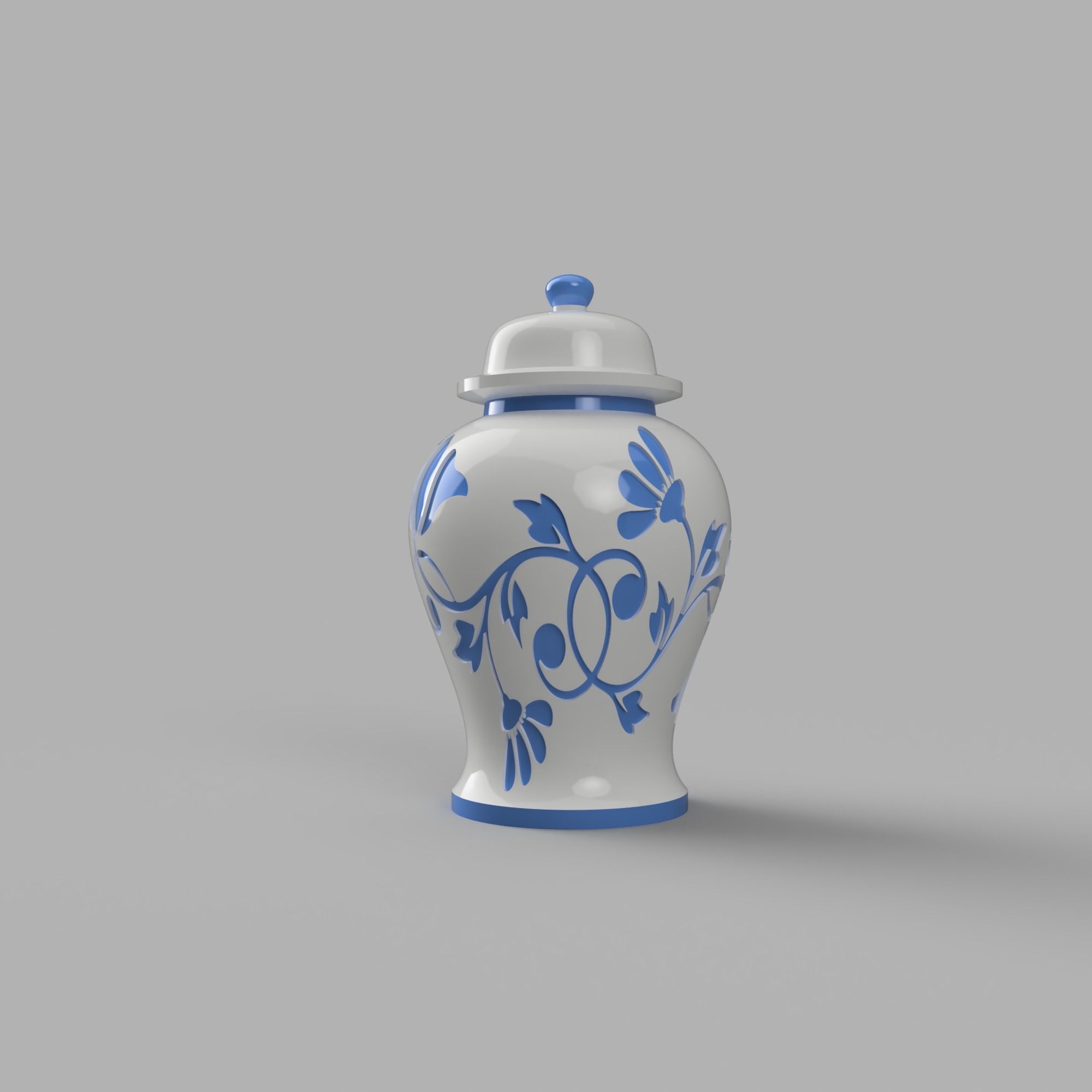 Ginger Jar Vase 3D STL Files Ceramic Blue 3D Printed 3D print model_2