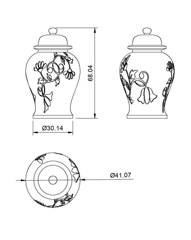 Ginger Jar Vase 3D STL Files Ceramic Blue 3D Printed 3D print model_5