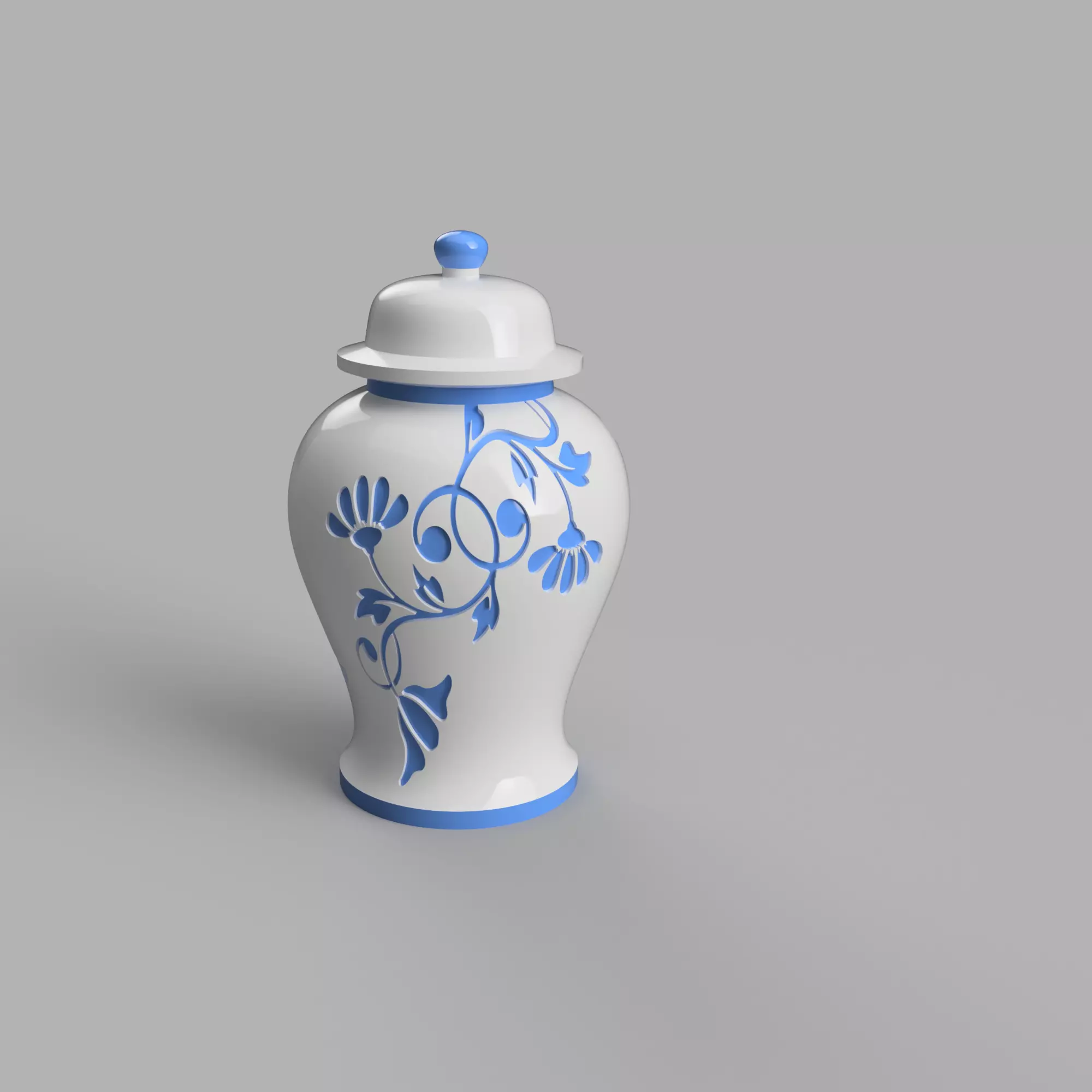 Ginger Jar Vase 3D STL Files Ceramic Blue 3D Printed 3D print model_0