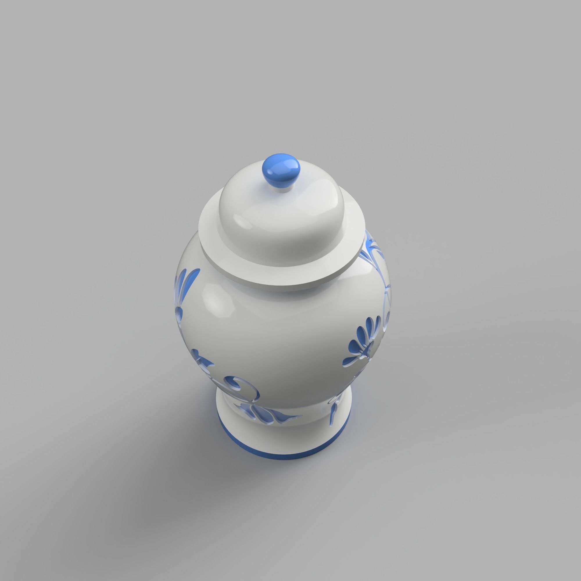 Ginger Jar Vase 3D STL Files Ceramic Blue 3D Printed 3D print model_4