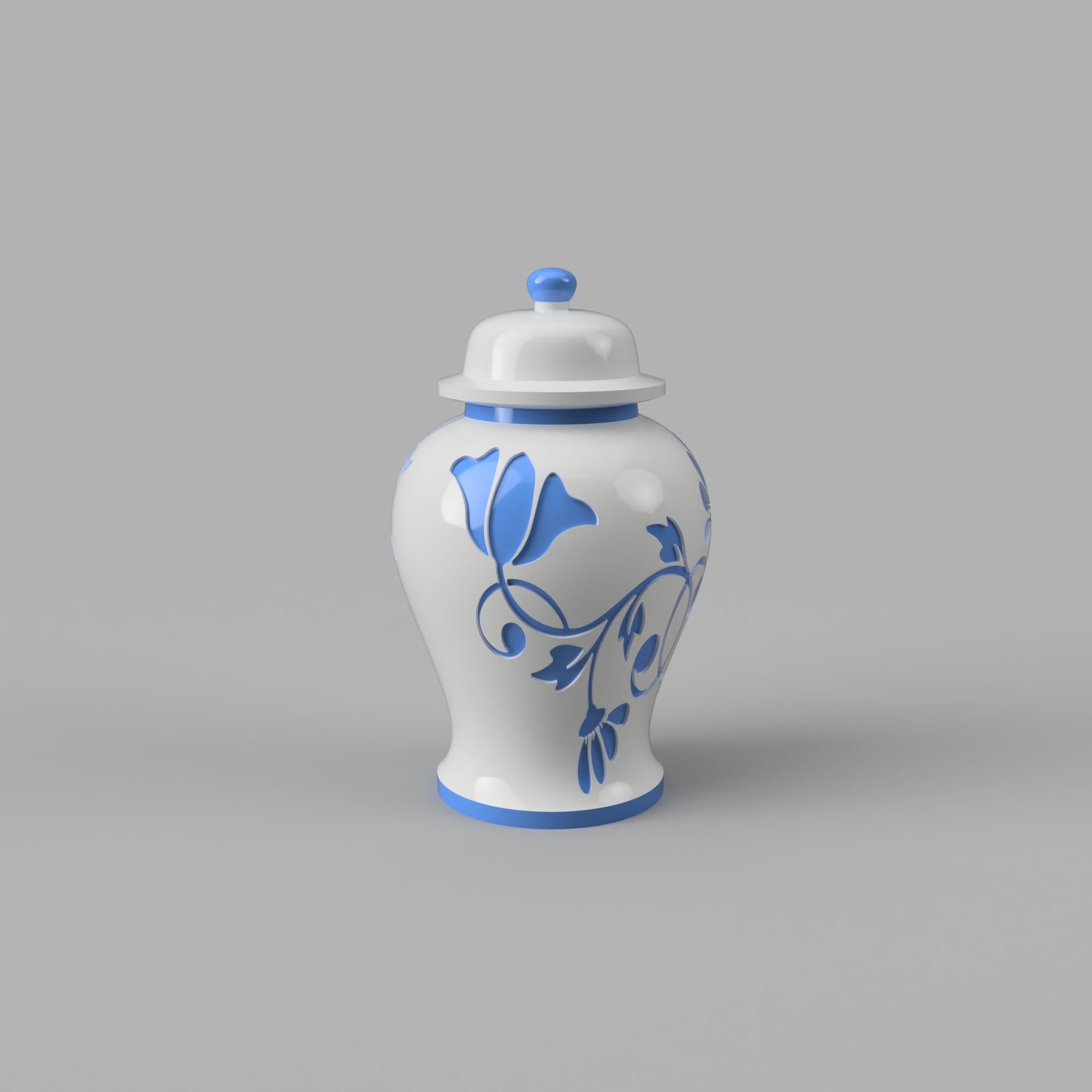 Ginger Jar Vase 3D STL Files Ceramic Blue 3D Printed 3D print model_1