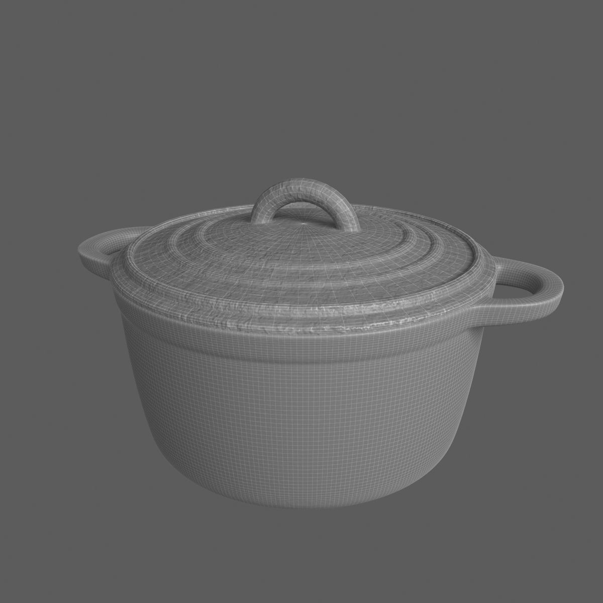 Rusty cast iron pot Low-poly 3D model_3