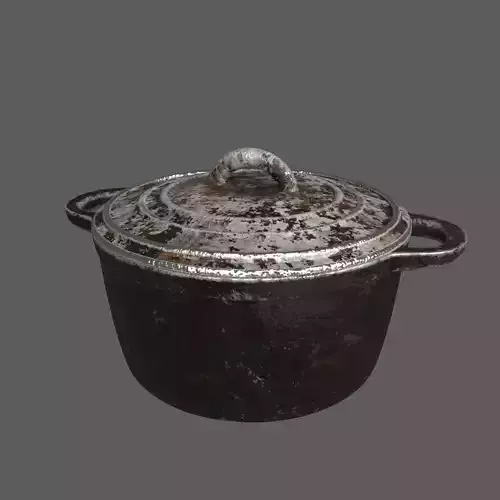 Rusty cast iron pot
