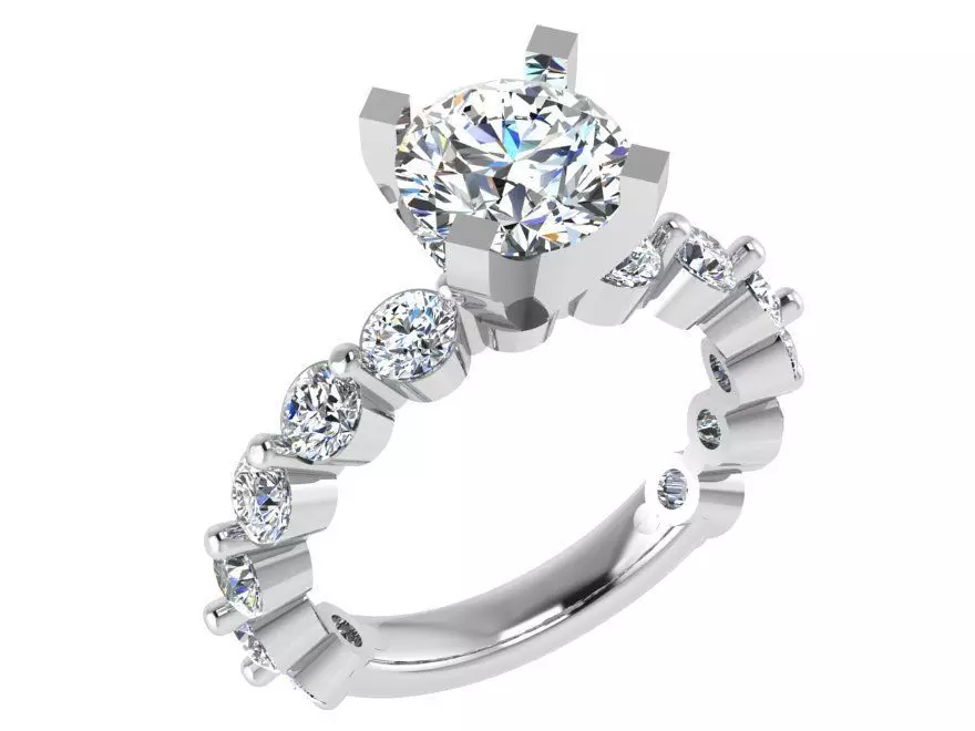 Solitaire Ring With Pave Stones 3028 3D print model 3D print model
