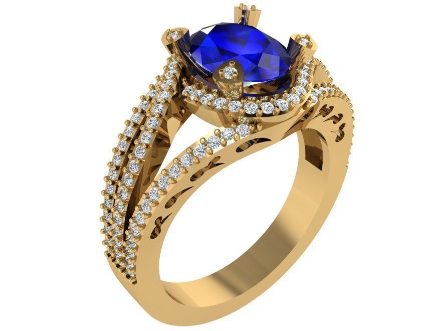 Splendid Blue stone ring 3031 3D print model 3D print model_1