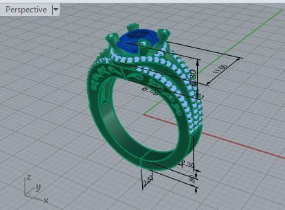 Splendid Blue stone ring 3031 3D print model 3D print model_7