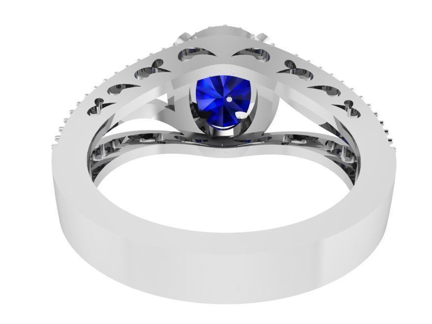 Splendid Blue stone ring 3031 3D print model 3D print model_3