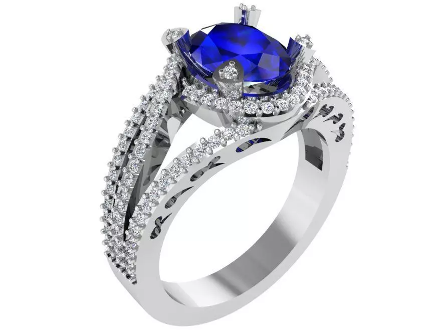 Splendid Blue stone ring 3031 3D print model 3D print model_0