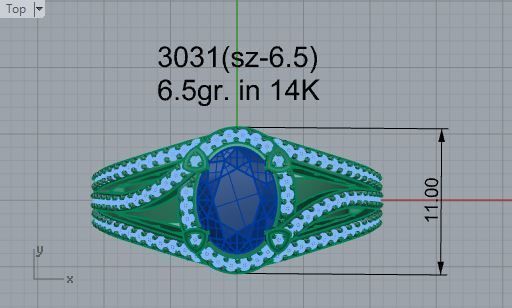 Splendid Blue stone ring 3031 3D print model 3D print model_4