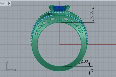 Splendid Blue stone ring 3031 3D print model 3D print model_5