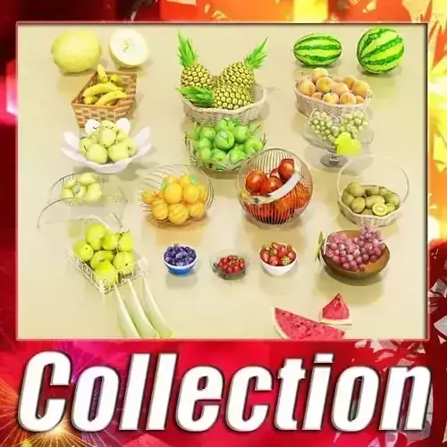 Photorealistic Fruits Basket Collection 3D model