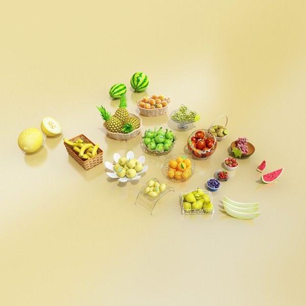 Photorealistic Fruits Basket Collection 3D model_2
