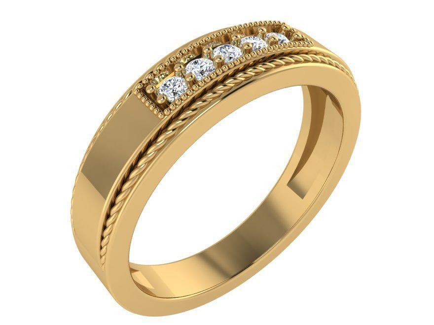 Diamond signet ring 3032 3D print model 3D print model_1