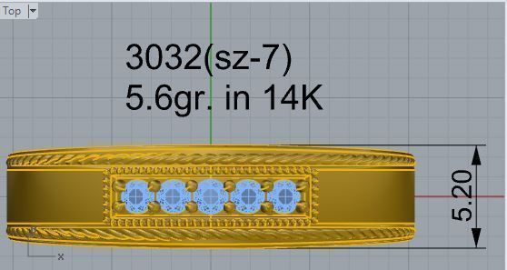 Diamond signet ring 3032 3D print model 3D print model_4