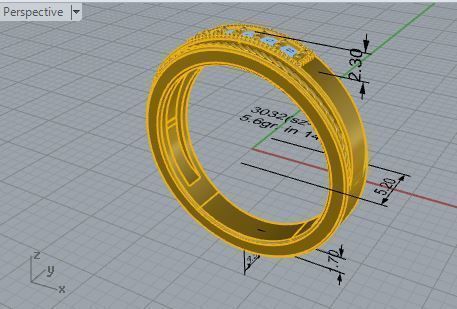 Diamond signet ring 3032 3D print model 3D print model_7
