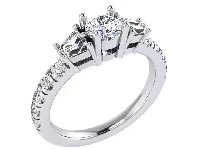 3-Stone diamond ring 3034 3D print model