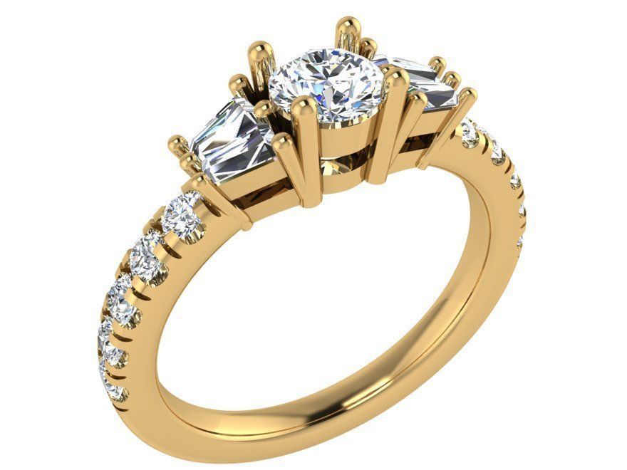 3-Stone diamond ring 3034 3D print model 3D print model_1