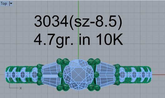 3-Stone diamond ring 3034 3D print model 3D print model_4