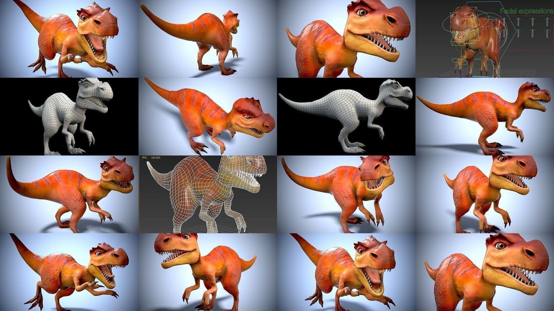 Cartoon dinosaurs pack 3D Model Collection_13