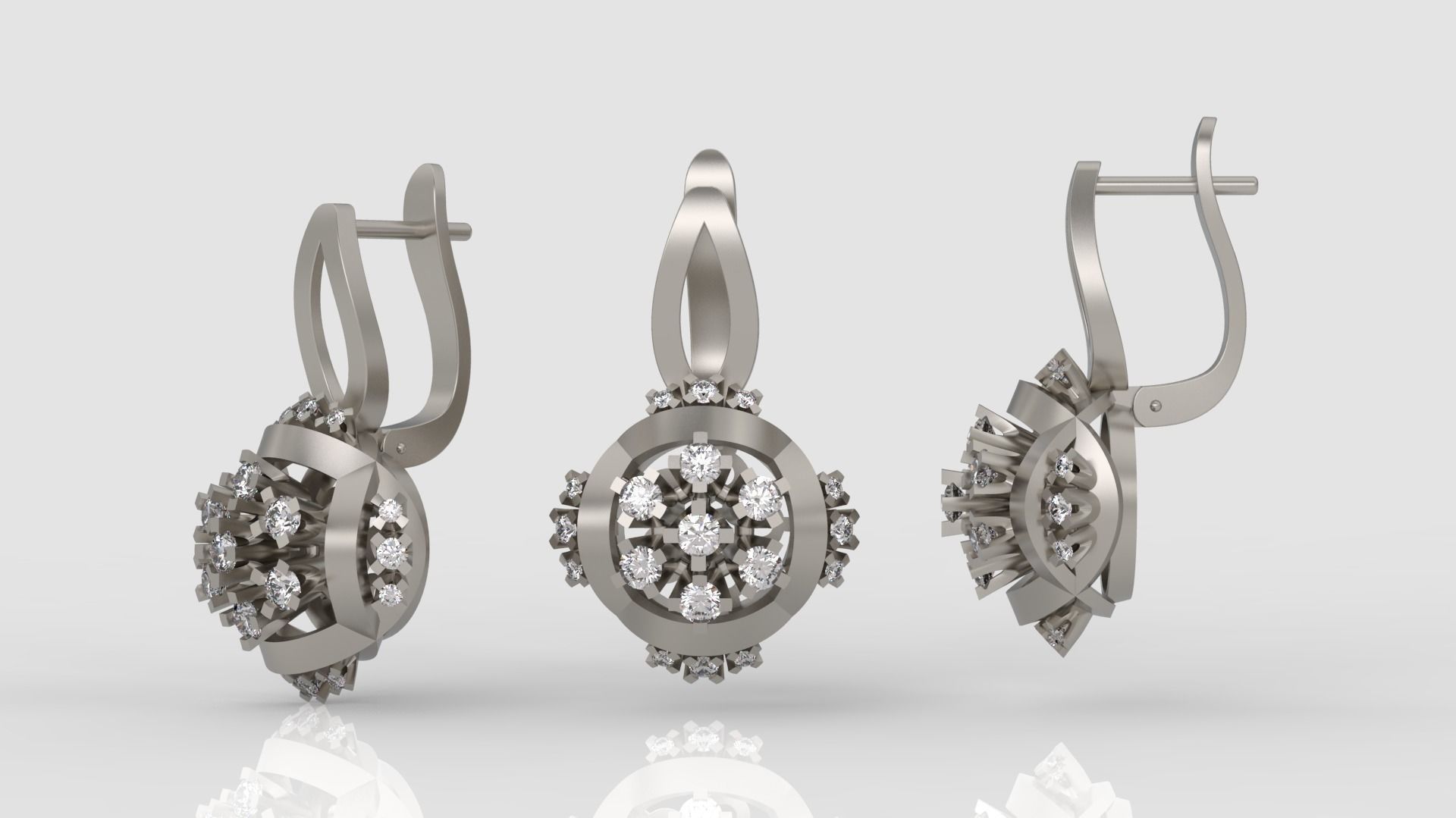 Ring and Earrings Diamond jewelry set 3d print model C12 3D print model_7