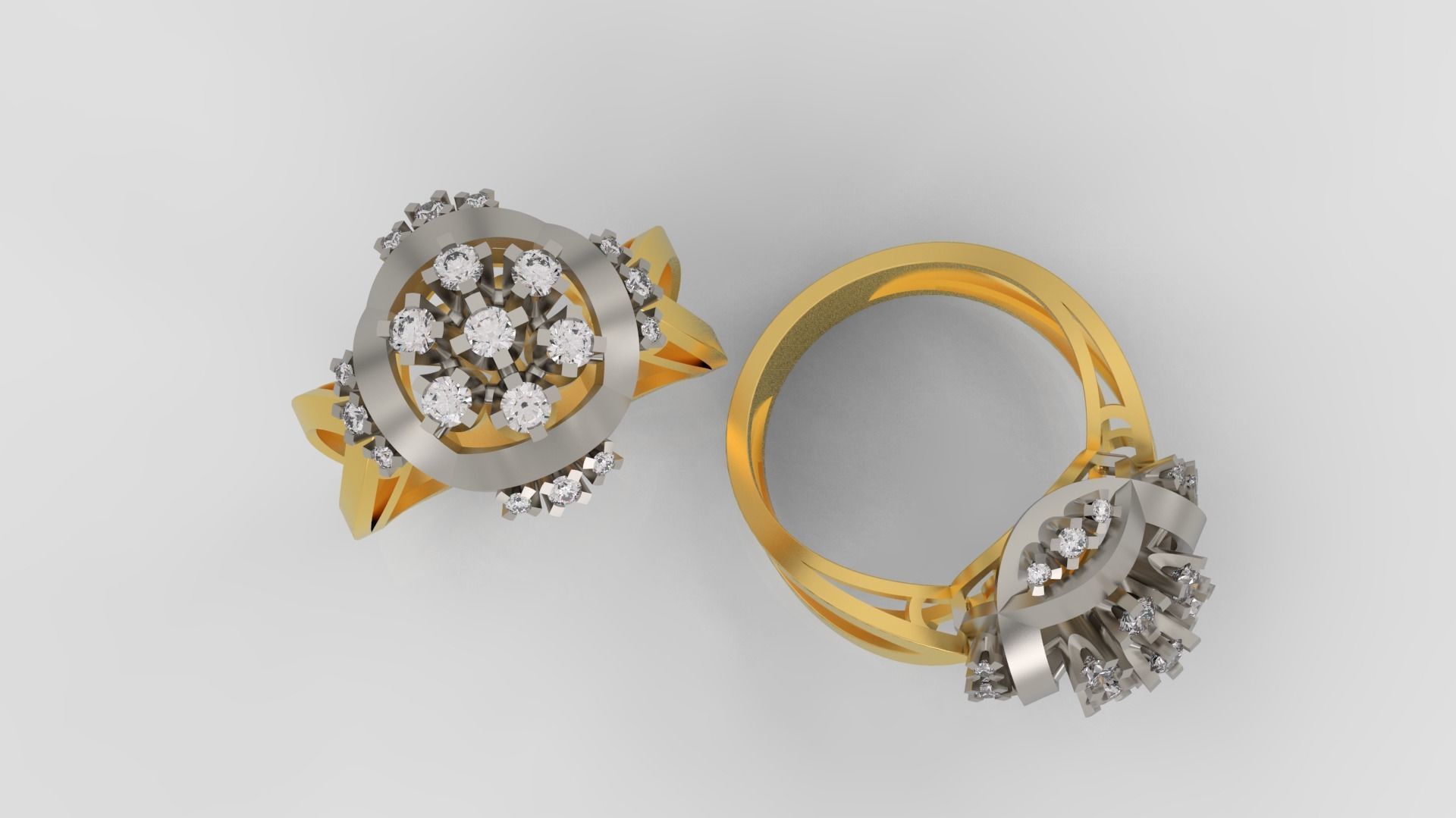 Ring and Earrings Diamond jewelry set 3d print model C12 3D print model_4