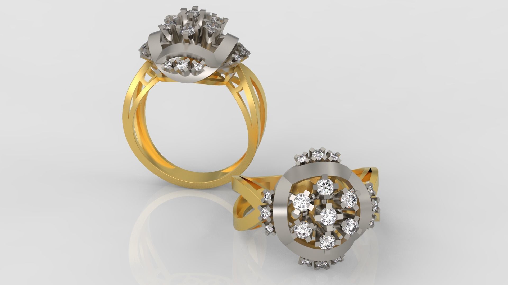 Ring and Earrings Diamond jewelry set 3d print model C12 3D print model_2