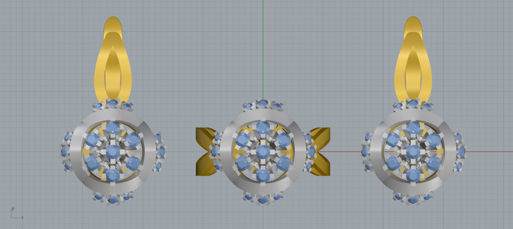 Ring and Earrings Diamond jewelry set 3d print model C12 3D print model_11