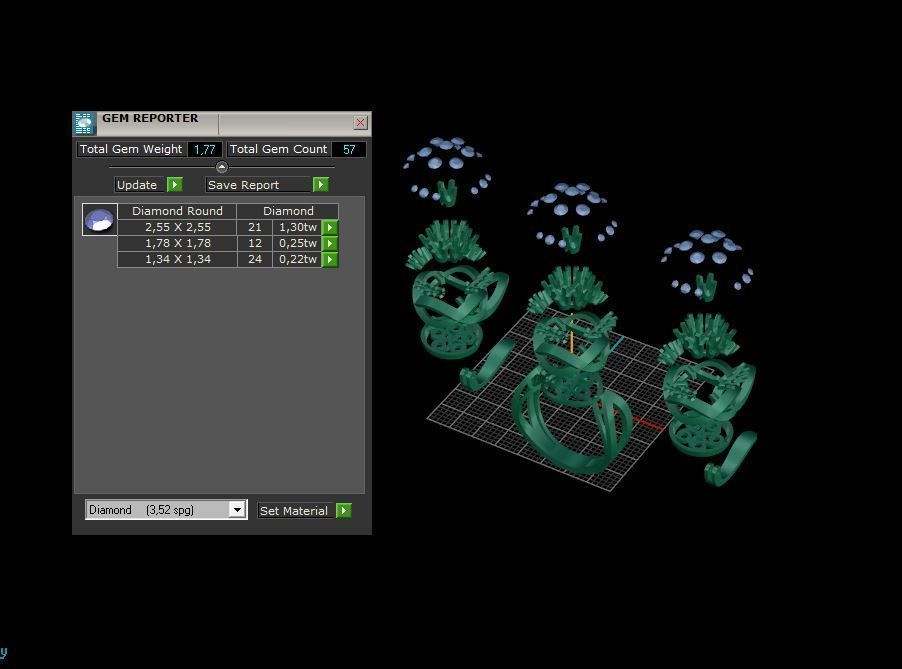 Ring and Earrings Diamond jewelry set 3d print model C12 3D print model_9