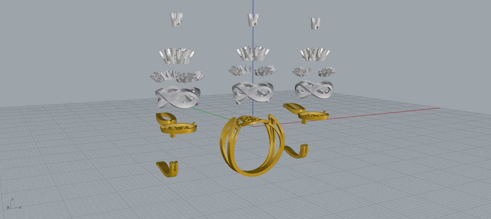 Ring and Earrings Diamond jewelry set 3d print model C12 3D print model_17