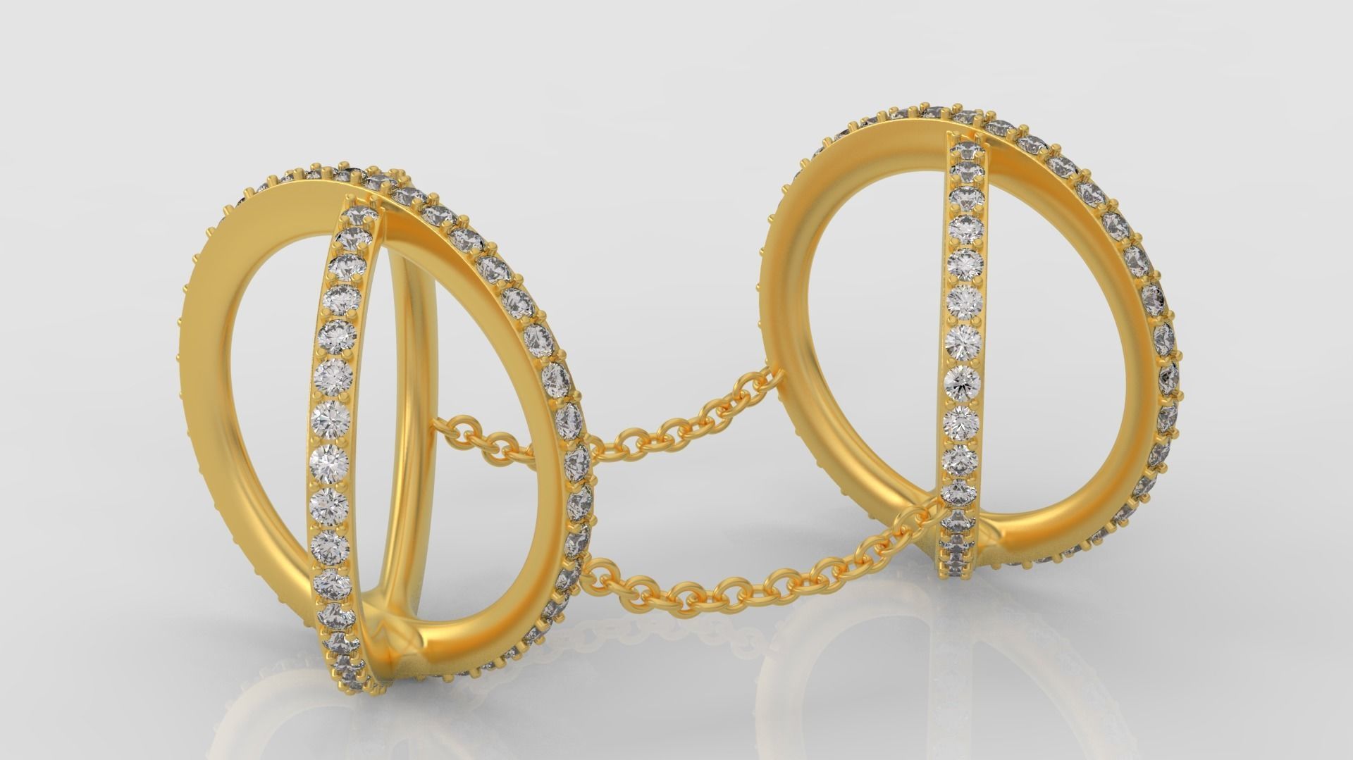 X Shaped Ring with diamonds 3D print model C14 3D print model_2
