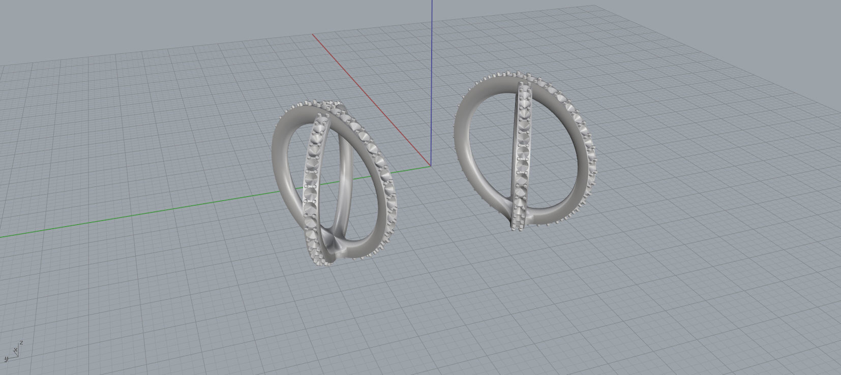 X Shaped Ring with diamonds 3D print model C14 3D print model_15